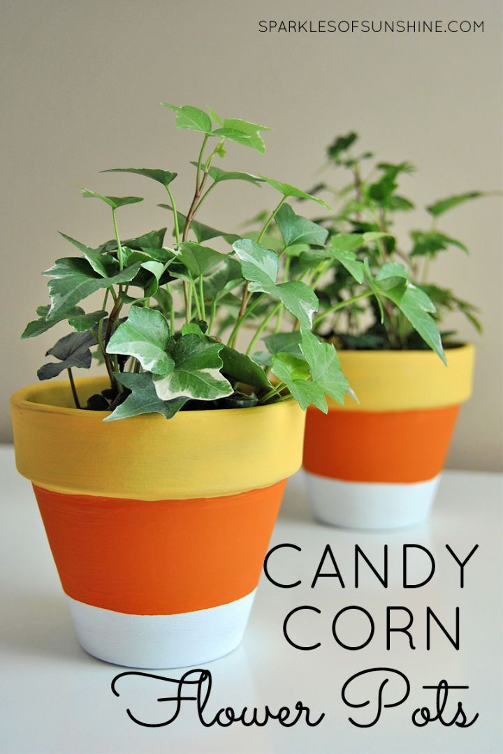 Candy Corn Painted Flower Pots