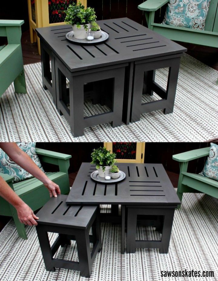 Coffee Table with 4 Hidden Side Tables