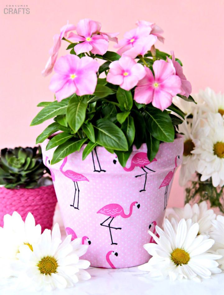 Fabric Covered Flower Pot