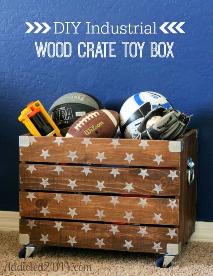 Industrial Wood Crate Toy Box