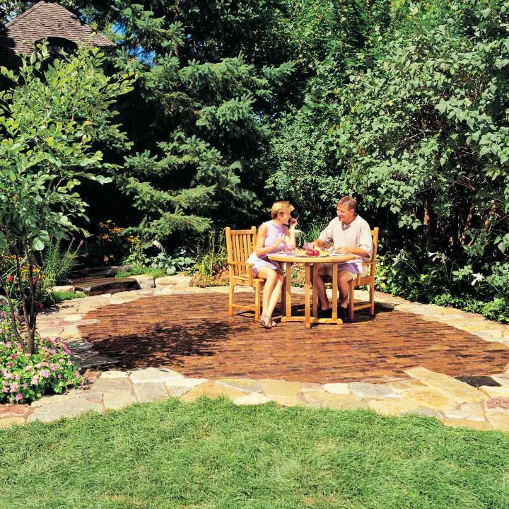 Stone and Brick Backyard Patio