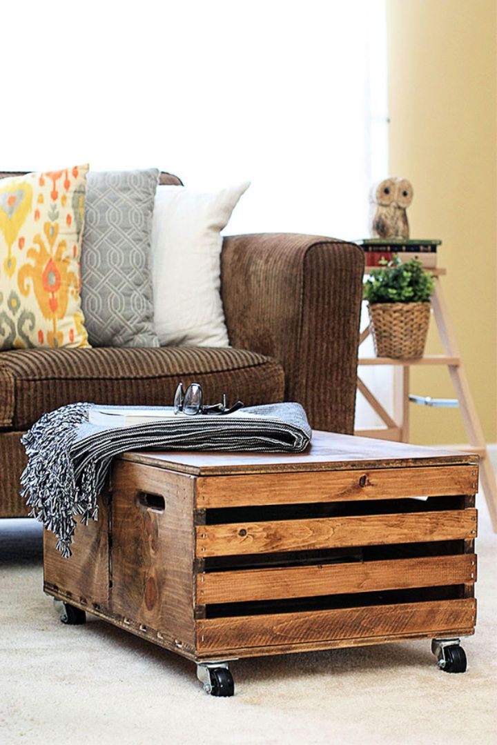 Storage Ottoman Using Wooden Crates