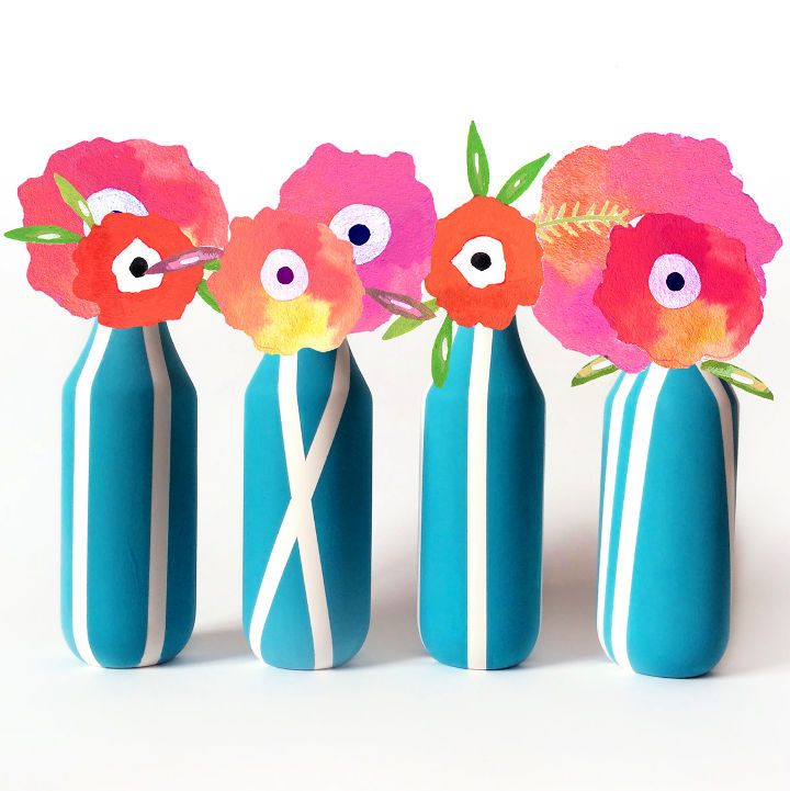 Washi Tape Flowers Vases