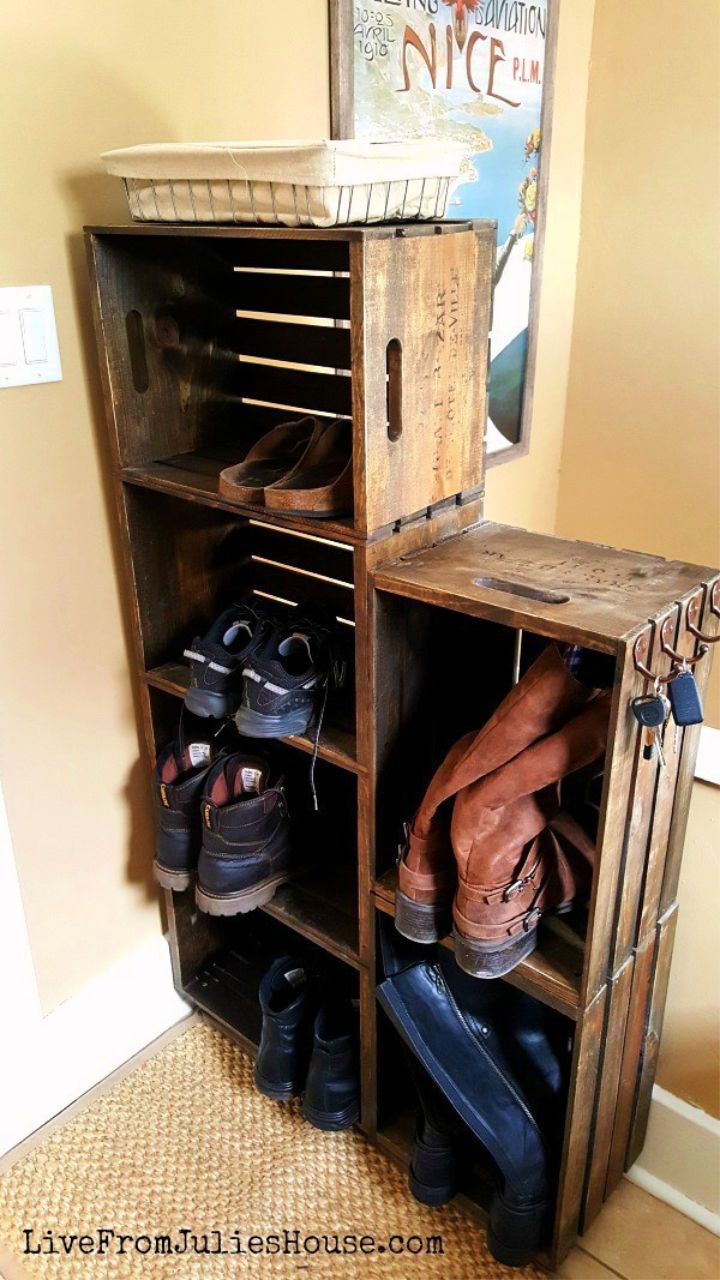 Wooden Crate Shoe Rack