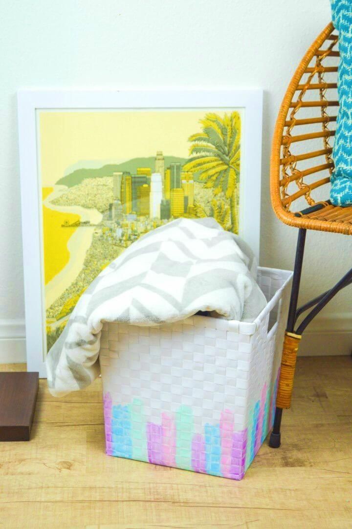 Adorable DIY Watercolor Basket Makeover