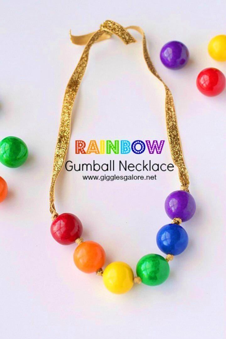 Awesome DIY Rainbow Gumball Necklace