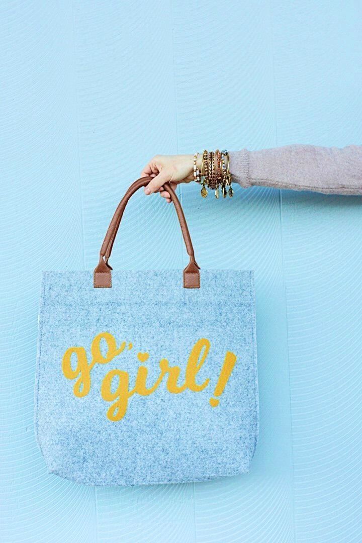 Cute DIY Go Girl Felt Tote