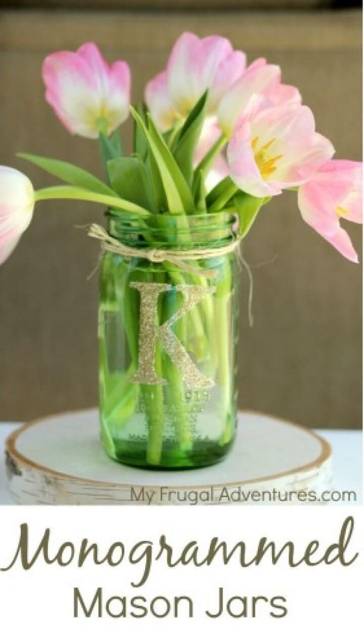 Cute DIY Monogrammed Mason Jars