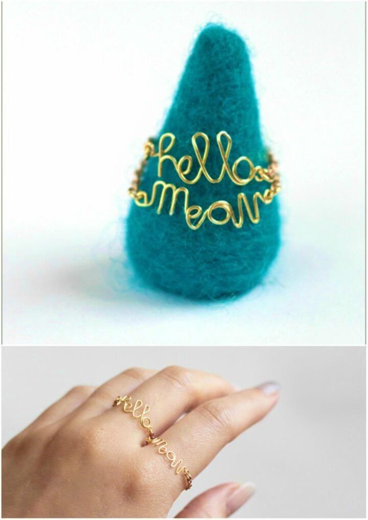 Cute DIY Wire Word Rings