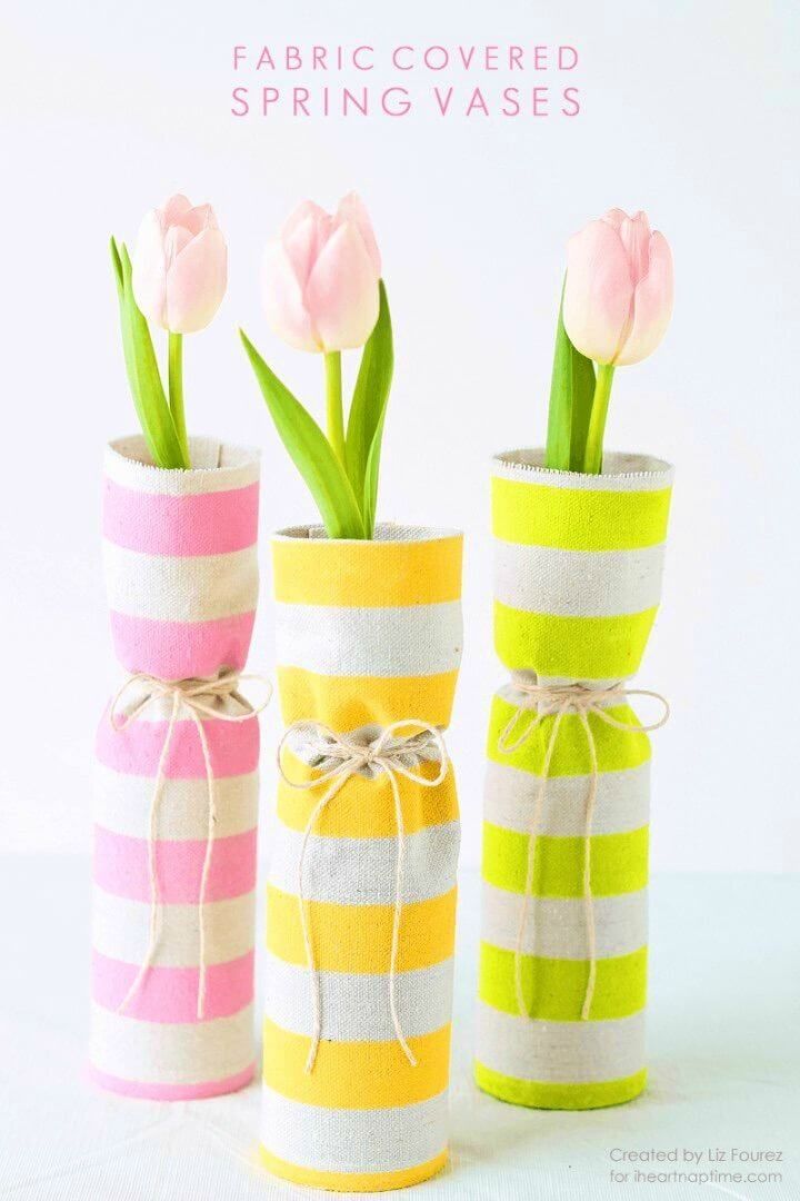 DIY Fabric Covered Spring Vases for Adults