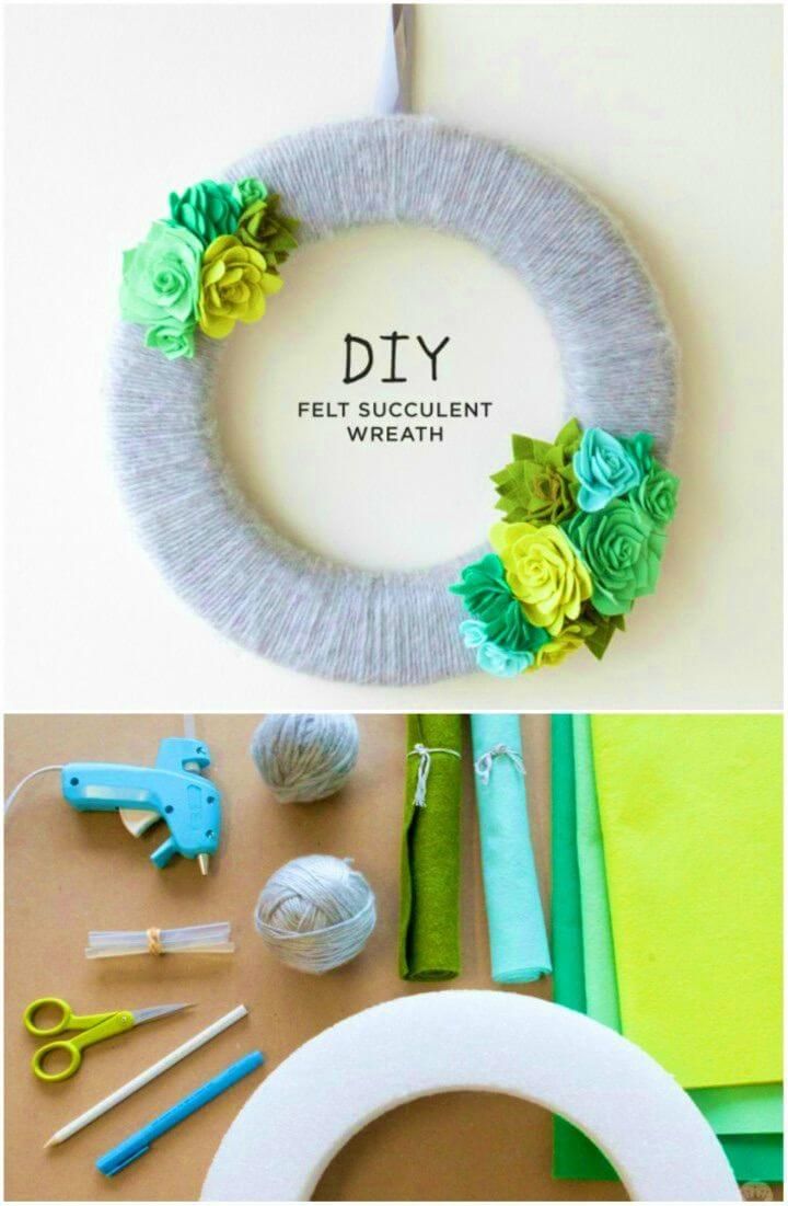 DIY Fresh Felt Succulent Wreath Tutorial