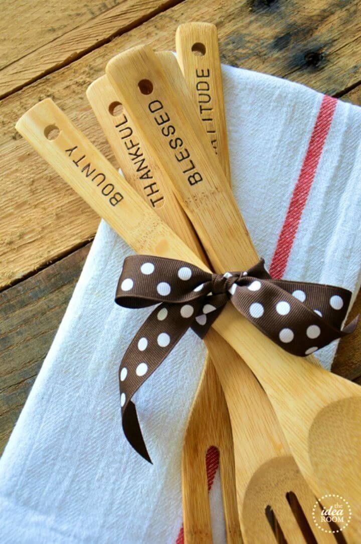 DIY Hand Stamped Wooden Utensils