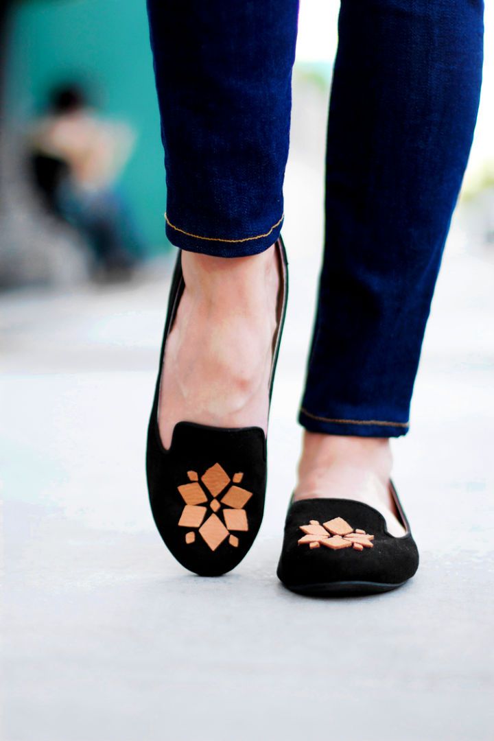 DIY Leather Embellished Loafers