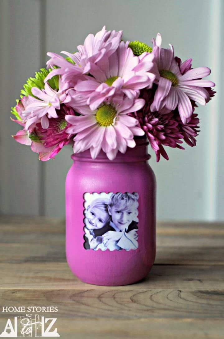 DIY Mason Jar Picture Frame Vase 