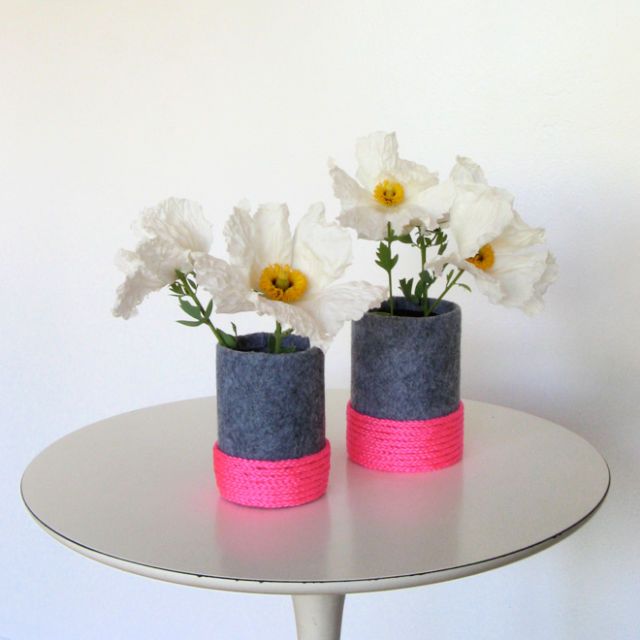DIY Neon and Felt Vase