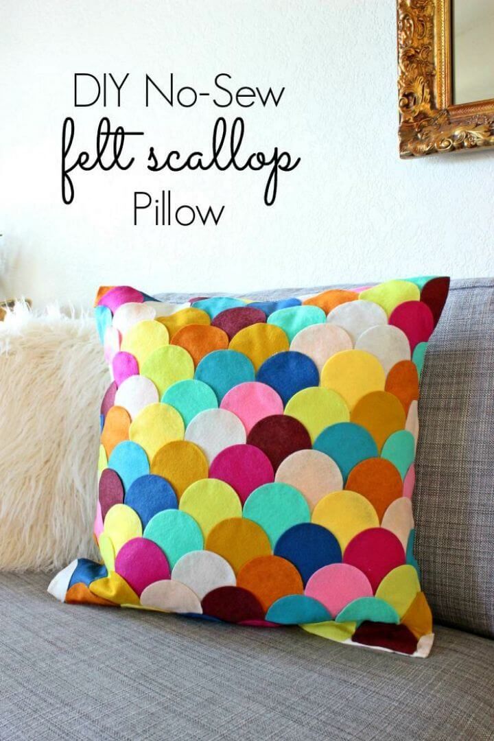 DIY No sew Felt Scalloped Pillow