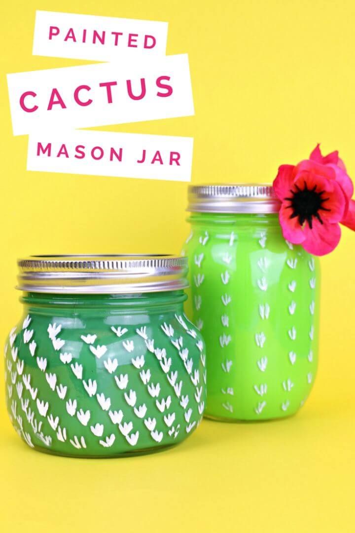 DIY Painted Cactus Mason Jars