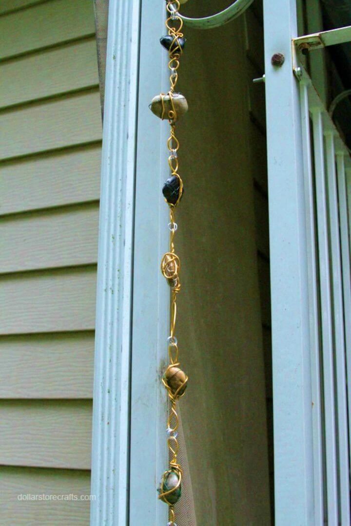 DIY Rain Chain From Wire wrapped Rock