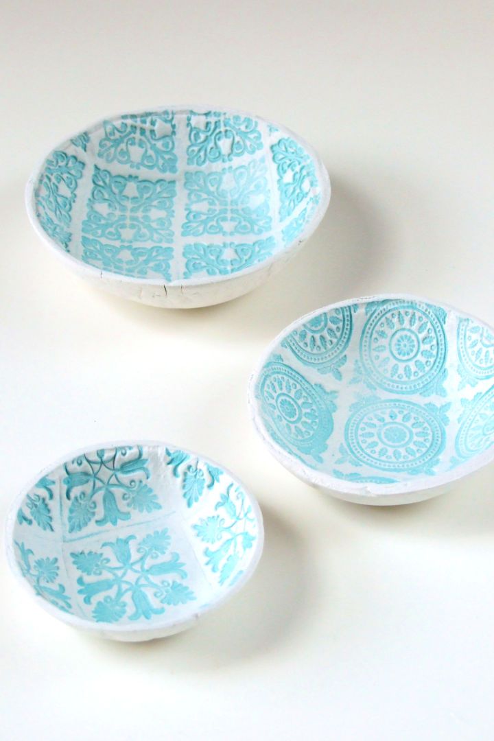 DIY Stamped Clay Bowls Using Air Dry Clay