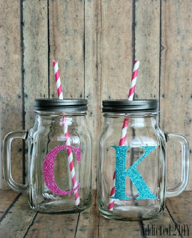 Glitter Monogram Mason Jars