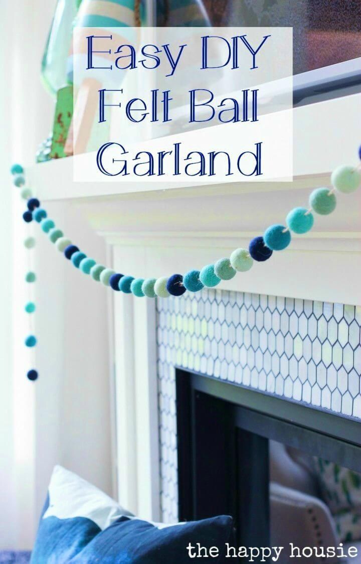 Gorgeous DIY Ombre Beachy Felt Ball Garland