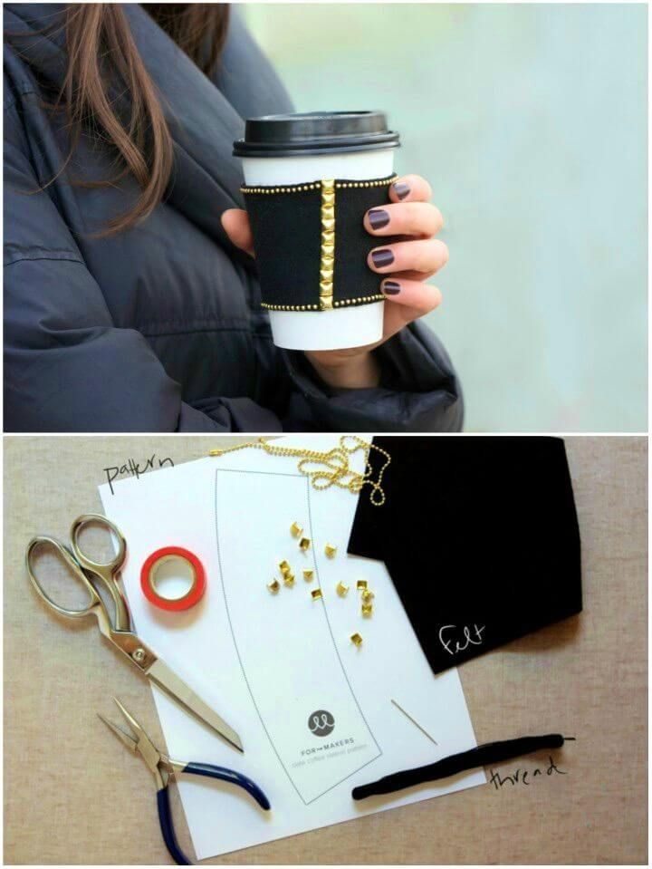 DIY Felt Fall Coffee Sleeves - Lia Griffith