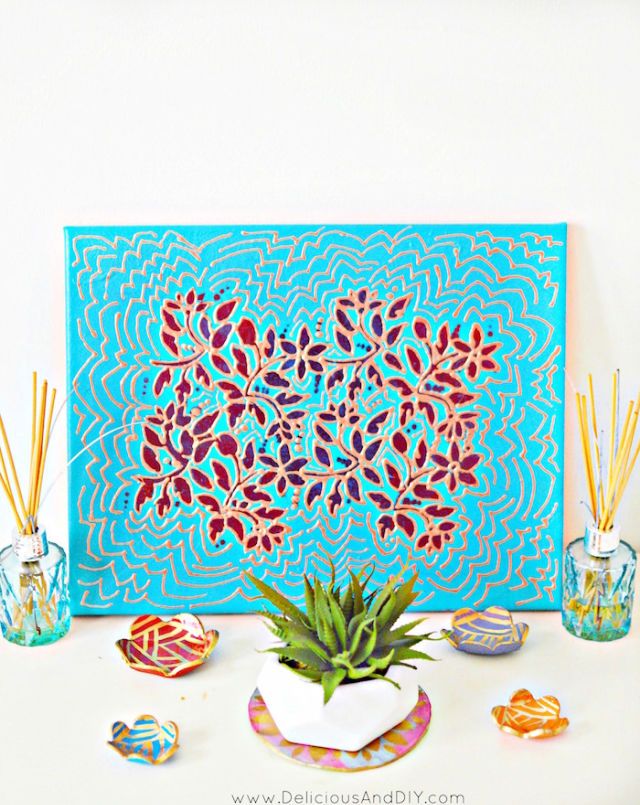 Make Stenciled Floral Wall Art