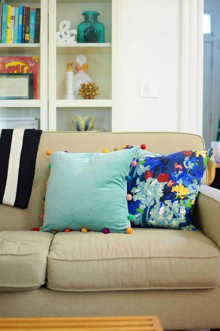 Make Velvet Pom Pom Pillows