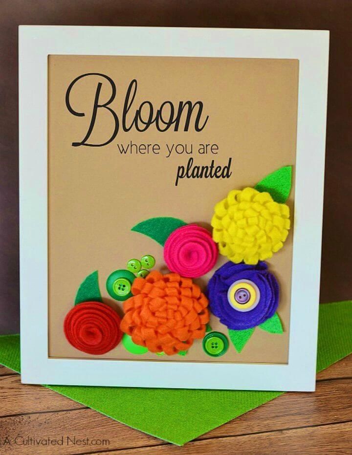 Pretty DIY Framed Felt Flower Picture