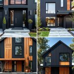 22 Black House Ideas With Cedar Accents: Warm Exterior Contrast