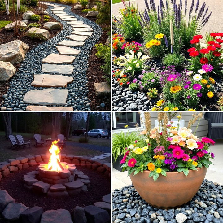 22 Black River Rock Landscaping Ideas for Striking Garden Accents