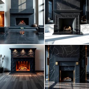 22 Black Stone Fireplace Designs for Modern and Rustic Interiors