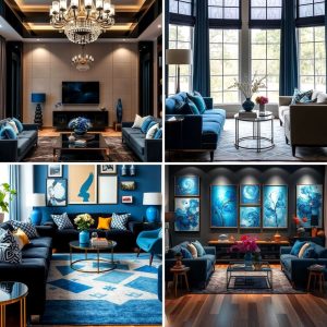 22 Black and Blue Living Room Ideas for Dynamic Contrast