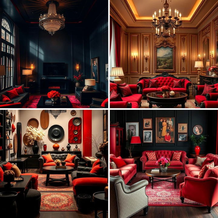 22 Bold Black and Red Living Room Decor Themes