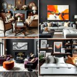 22 Bold Living Room Designs with Dark Grey Walls & Contrasting Accents