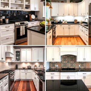 22 Chic Kitchens White Cabinets and Black Countertops