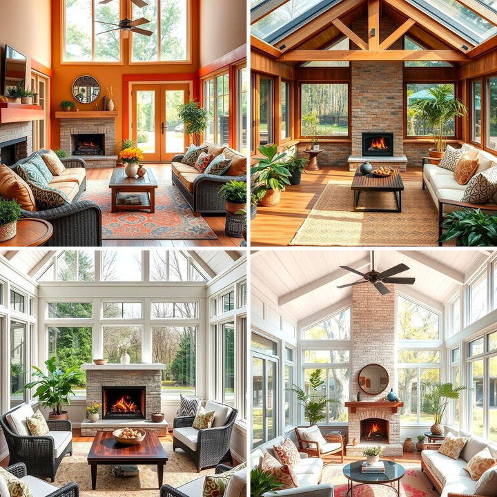 Photo inspiration: Visual Reference: 22 Cozy Sunroom Designs With Fireplaces For Winter Relaxation