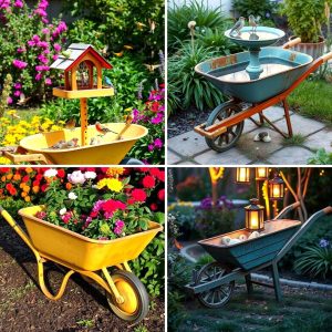 22 Creative Old Wheelbarrow Repurposing Garden Ideas