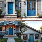 22 Grey House with Blue Door Ideas for Curb Appeal