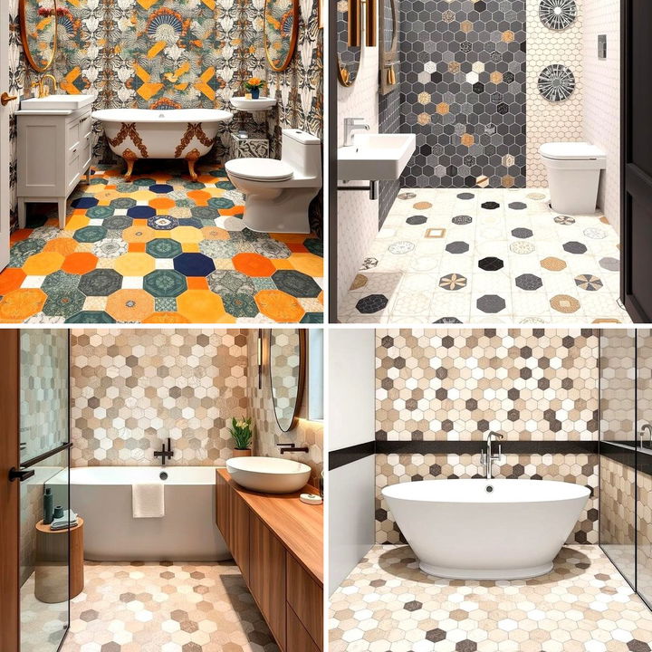 22 Hexagon Tile Floor Bathroom Ideas for Geometric Elegance - Lost At E ...