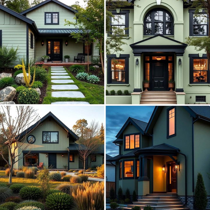 22 Sage Green House & Black Trim Exterior Inspiration - Lost At E Minor