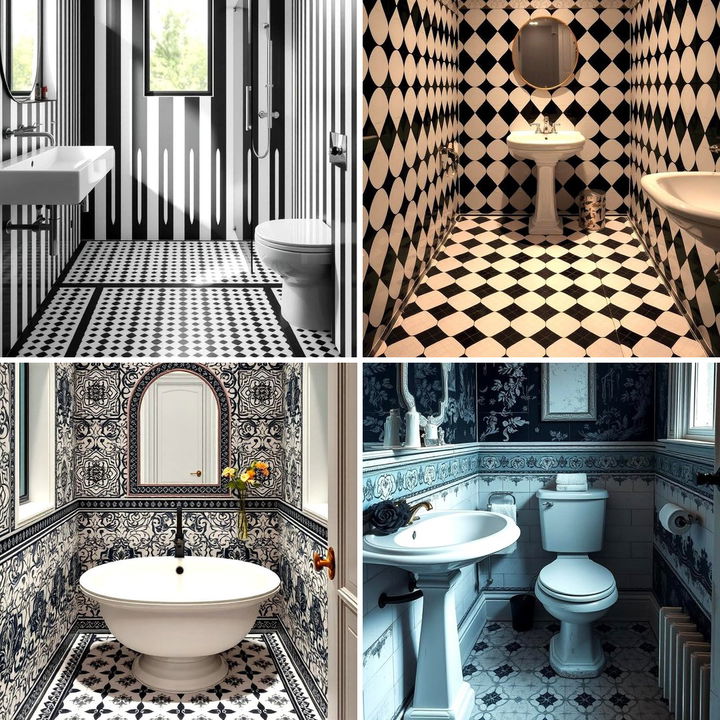 22 Striking Black and White Bathroom Tile Designs