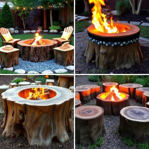 22 Tree Stump Fire Pit Ideas for Rustic Outdoor Gatherings