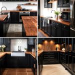 22 Warm Kitchens: Black Cabinets & Wood Countertop Ideas