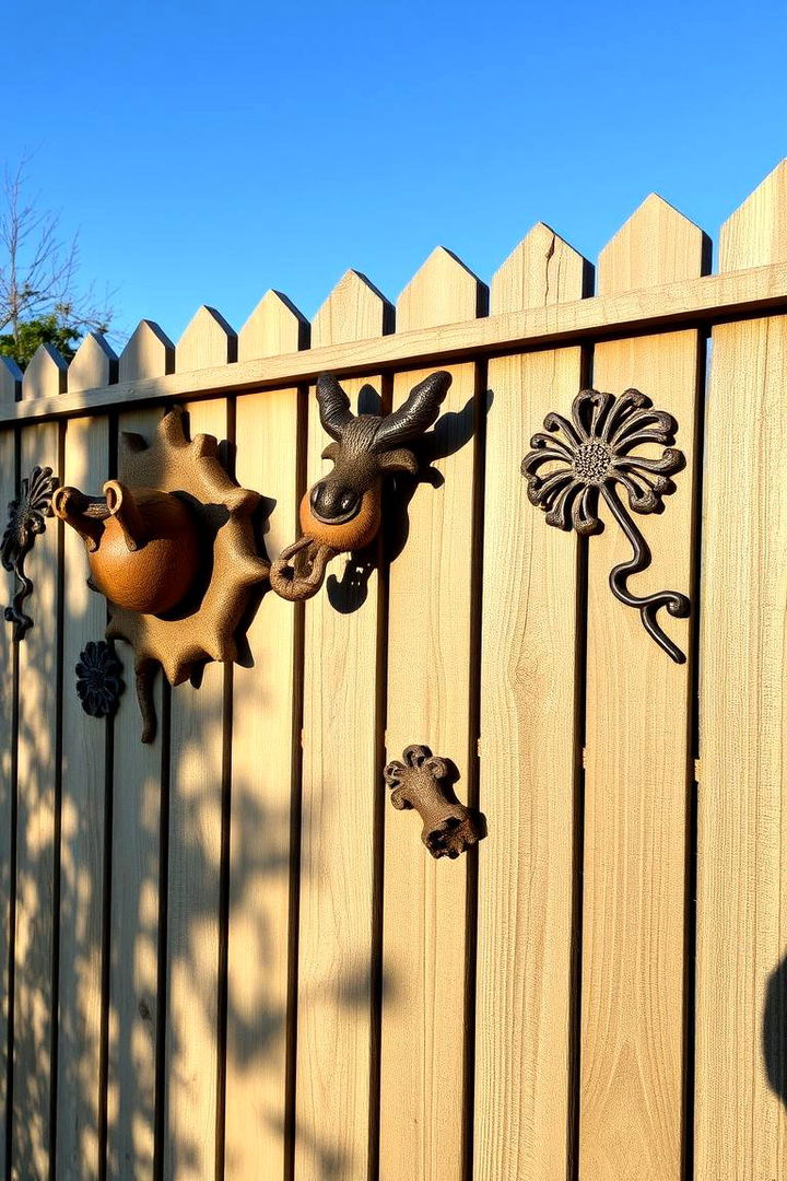 3D Sculptural Attachments Adding Depth and Texture - 22 Fence Art Ideas