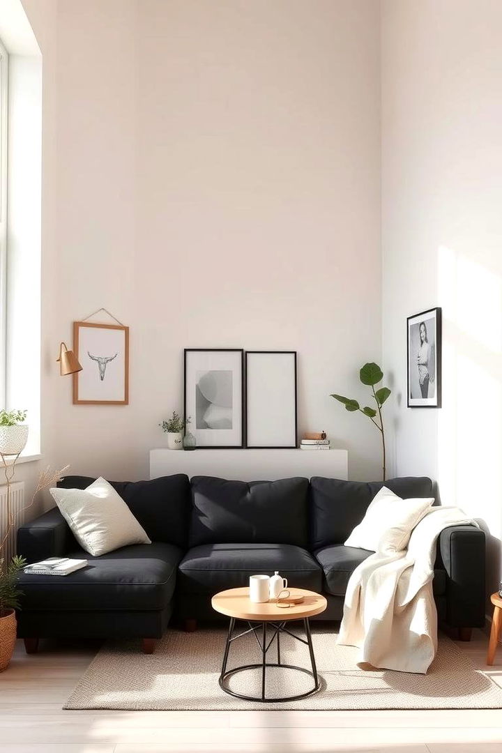 A Minimalist Retreat with Calm Black Tones - 22 Black Couch Living Room Ideas