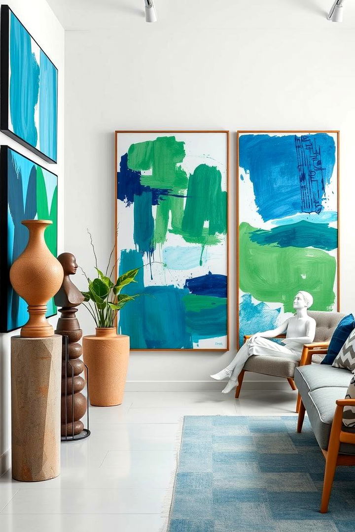 Abstract Art Accents - 22 blue and green bedroom ideas