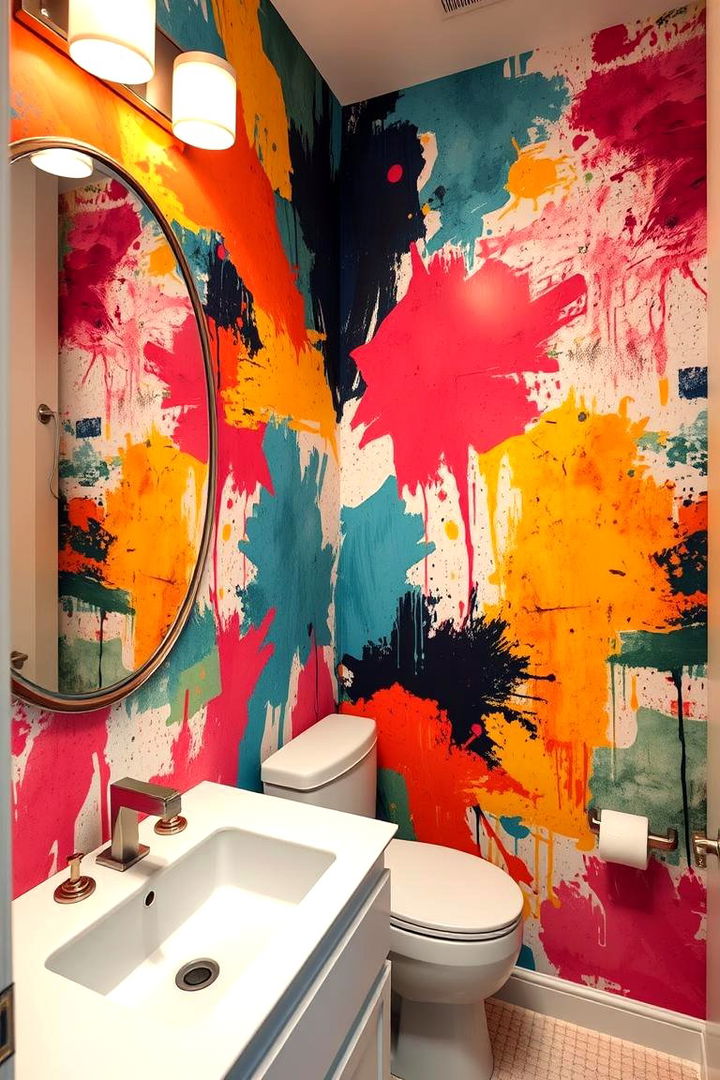 Abstract Art Expressions - 22 Powder Room Wallpaper Ideas