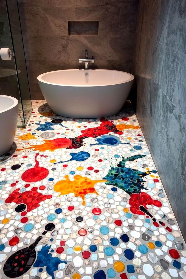 Abstract Art Mosaic Design - 22 Bathroom Mosaic Floor Tile Ideas