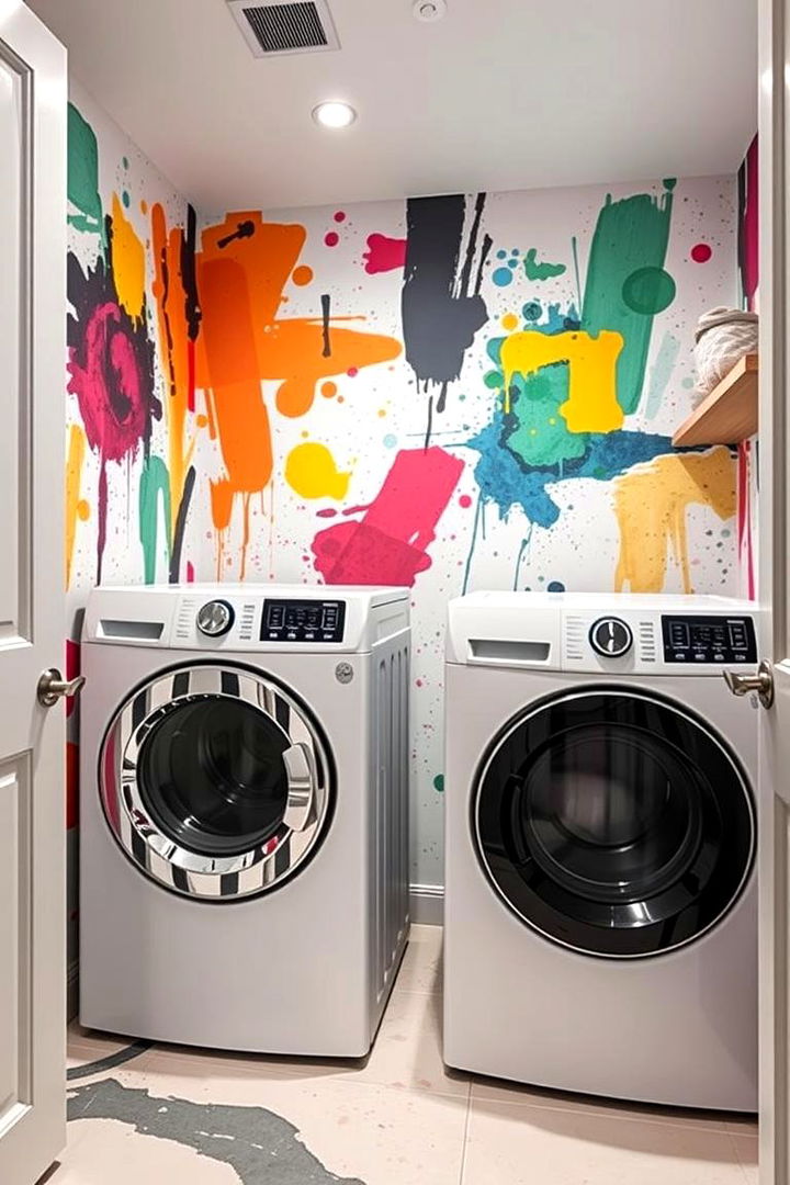 Abstract Art to Energize the Space - 22 Laundry Room Wallpaper Ideas